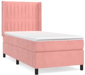 Somier de láminas con colchón rosa 90x190 cm terciopelo