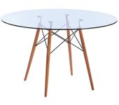 Mf - mesa de comedor de diseño modelo tower - fabricada en madera, tapa de cristal templado redonda 120 cms de diámetro -
