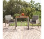 Vidaxl mesa de jardín superficie de madera ratán pe gris 90x90x75 cm