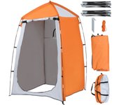 Tienda de ducha outsunny poliéster, fibra de vidrio naranja y plata 123x121x198 cm a20-257