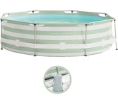 Piscina tubular redonda swim essentials luxe green ø305x76 cm con depuradora y válvula de drenaje | 3850 l | pvc y acero