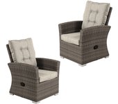 Pack 2 sillones para exterior, aluminio, aluminio y ratán sintético plano, color marrón, sillon:70x72x93