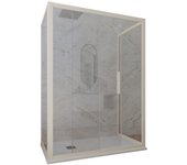 Mampara de ducha 3 lados deslizante 70x110x70 cm de pvc champán h 200 vidrio transparente mod. deco trio