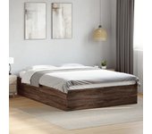 Estructura de cama sin colchón roble marrón 135x190 cm