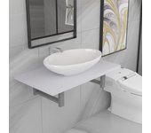Vidaxl conjunto de muebles de baño 2 piezas cerámica blanco