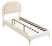 Cama tapizada, 90x200 cm, cama con somier (sin colchón), cama con patas de metal