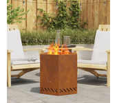 Vidaxl brasero sin humo hexagonal acero patinable 48x48x51 cm
