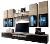 Composición de muebles para tv, colección lora. colores roble y negro.