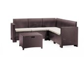 Conjunto de salón exterior somnus, conjunto de jardín con cojines, conjunto de salón interior efecto ratán, 100% made in italy, marrón