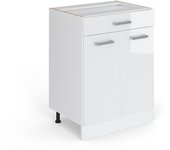 Vicco mueble bajo de cocina r-line, blanco alto brillo, 60 cm con cajón, sin encimera