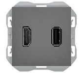 Simon 270 | conector hdmi + usb tipo a titanio 20000095-096