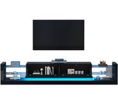 Mueble tv lacado con iluminación led, 181 cm – para televisores de hasta 80 pulgadas, frontal de cristal