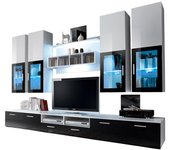 Composición de muebles para tv diseño colección lora. colores blanco y negro.