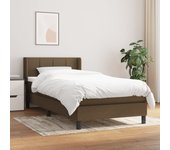 Cama con somier y colchón marrón oscuro 90x200 cm