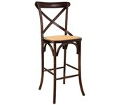 Taburete de madera y asiento de ratan