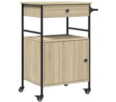 Carrito de cocina，estantería de cocina, carrito de servir madera ingeniería roble sonoma 56x43x89,5 cm cfw38974