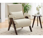 Sillón individual 64x68,5x93 cm - convertible 3 en 1 - acolchado - lino - beige + marrón