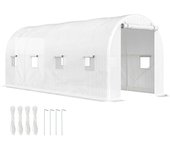 Invernadero de túnel outsunny pe, metal blanco 500x200x205 cm 845-229v02wt