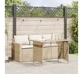 Conjunto de comedor de jardín y cojines 2 piezas polirratán beige