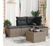 Juego de sofás jardín con cojines 5 piezas | conjunto de jardín de ocio | set de comedor de jardín ratán sintético gris cfw684357