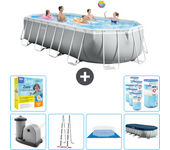 Paquete de piscina - intex - oval - 610x305x122 cm + accesorios cb47