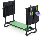 Relaxdays banco rodillas jardín, plegable, protege articulaciones, 150kg, bolsillos, taburete apoyarodillas, negro/verde