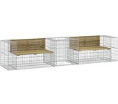Banco de jardín con cesta de gaviones de madera de pino impregnada