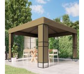 Vidaxl cenador con doble techo gris taupe 3x3x2,7 m 180 g/m²
