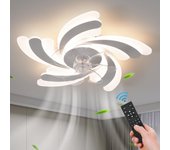 Ventilador de techo con luces, ventilador de techo empotrado con control remoto y app, 6 velocidades de viento, regulable, 65cm