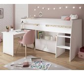 Cama infantil combinada con decoración blanca 90 x 200 cm somier incluido