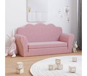 Sofá cama infantil de 2 plazas de suave felpa rosa