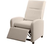 Sillón tv hwc-h18, sillón reclinable reclinable, imitación cuero plegable 99x70x75cm ~ crema