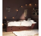 Estructura de cama con cajones y armario pino marrón oscuro 90x200 cm