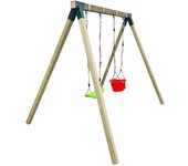 Columpio de madera cuadrada masgames reiko asiento plano + asiento de bebé