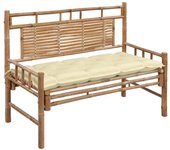 Banco de jardín con cojín bambú 120 cm