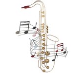 Origen home decor adorno de pared saxofon apliques metal beige 73x54x5cm - decoración etnica para salón, dormitorio y despacho