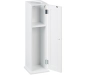 Relaxdays mueble baño 2 baldas, armario con dispensador toallitas húmedas, 65x19,5x19,5cm, puerta, estrecho, mdf, blanco