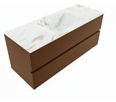 Mondiaz vica dlux 120cm mueble de baño color rust con 2 cajones. con lavabo cloud centro sin orificios color frappe