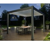 Pérgola bioclimática autoportante de aluminio 12m² - 3x4 - kit led incluido - antracita - 25 lamas de aluminio a 120° - eclipse