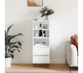Aparador alto | aparador de comedor | armario de cocina madera contrachapada blanco 40x36x110 cm cfw43796