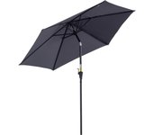 Sombrilla parasol reclinable para jardín patio terraza playa piscina con manivela aluminio protector uv 2.7x2.35m negro