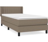 Cama con somier tapizado y colchón de tela gris topo de 90x200 cm