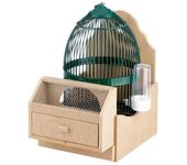 Jaula para pájaros redonda 23x35 cm, jaula de reclamo para perdices con soporte y bebedero, verde