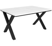 Mesa de comedor - 6 comensales - 140 - robusta y estable gracias a su estructura y patas macizas - blanco - estilo industrial