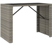 Mesa alta y tapa de cristal gris 145x80x110 cm polirratán
