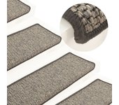 Alfombrilla autoadhesiva de escalera 15 uds | alfombras de escalera | tapetes de escalera gris beige 65x21x4cm cfw310778