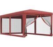 Tienda de jardín | carpa para fiestas con 6 paredes de malla hdpe rojo 3x6 m cfw310778