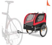 Costway remolque de bicicleta para mascotas, remolque bicicleta perros pequeños y medianos con ruedas, transportador de 2 puertas con techo solar, cap