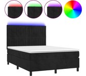 Cama box spring con colchón de terciopelo negro y led 140x200 cm