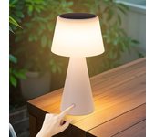 Nettlife lámpara de mesa con batería solar, lámpara de noche inalámbrica led de 3600 mha recargable táctil regulable lámpara blanca con batería usb